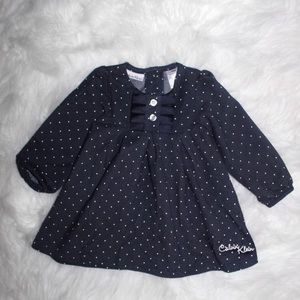 Calvin Klein Blue Denim-like Dress with Polka Dots